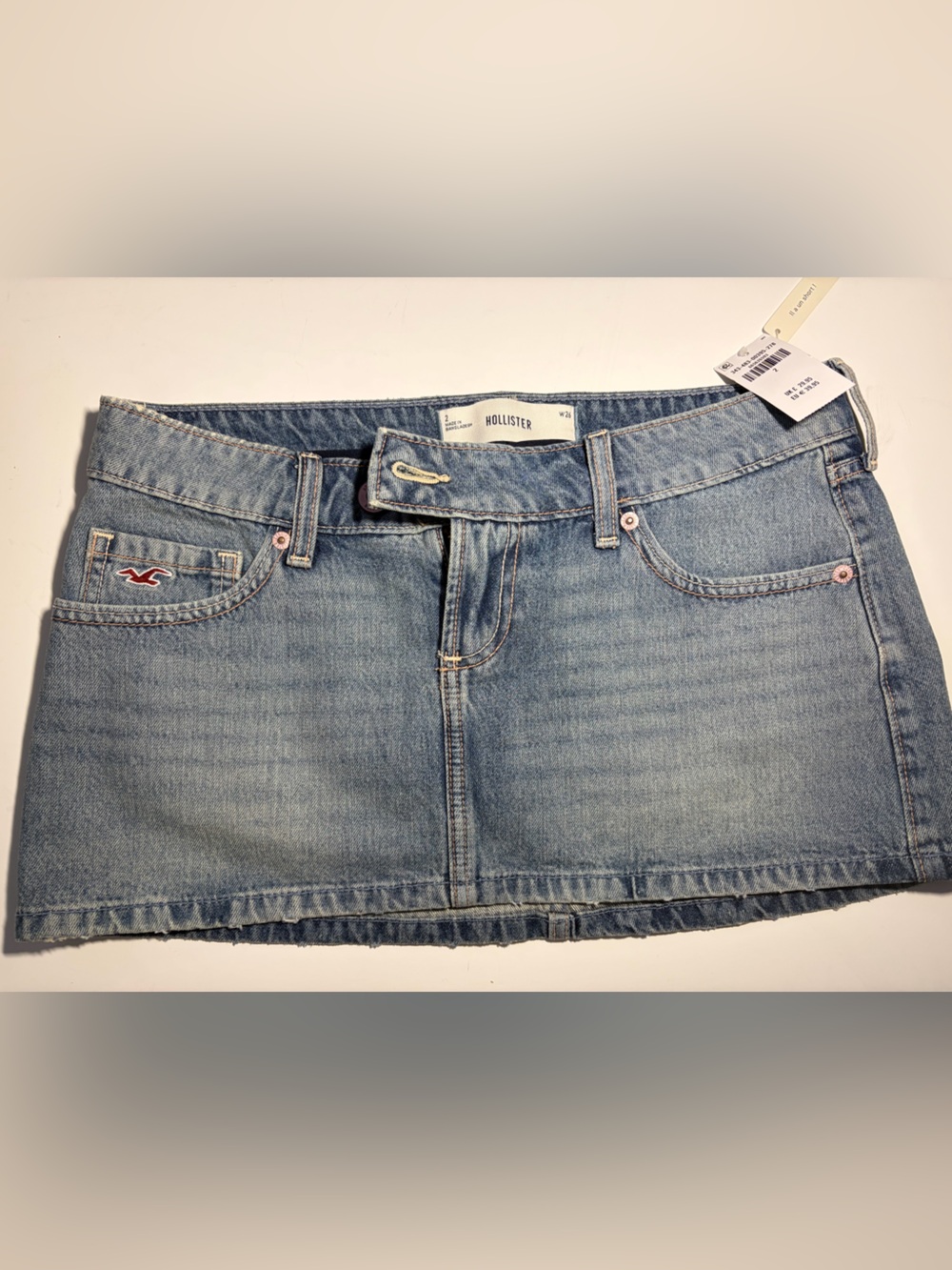 Hollister Light Wash Denim Mini Skirt/Skort.